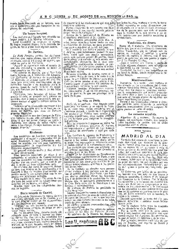 ABC MADRID 17-08-1914 página 13