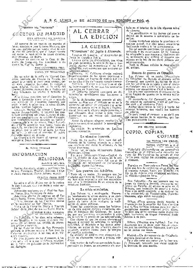 ABC MADRID 17-08-1914 página 18