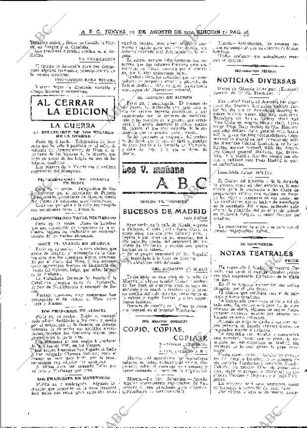 ABC MADRID 20-08-1914 página 26