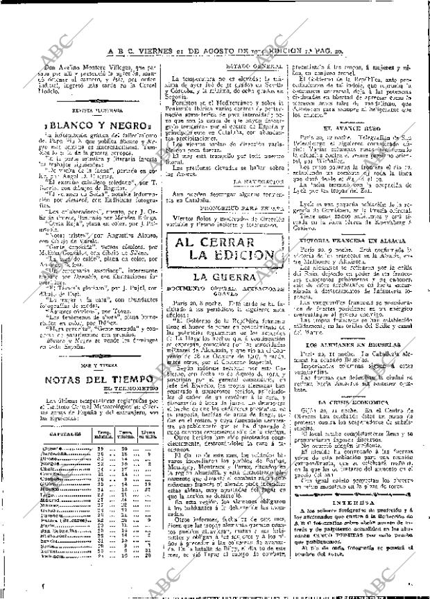 ABC MADRID 21-08-1914 página 20