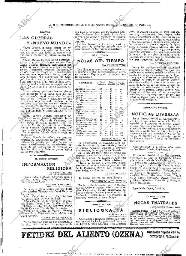 ABC MADRID 26-08-1914 página 20
