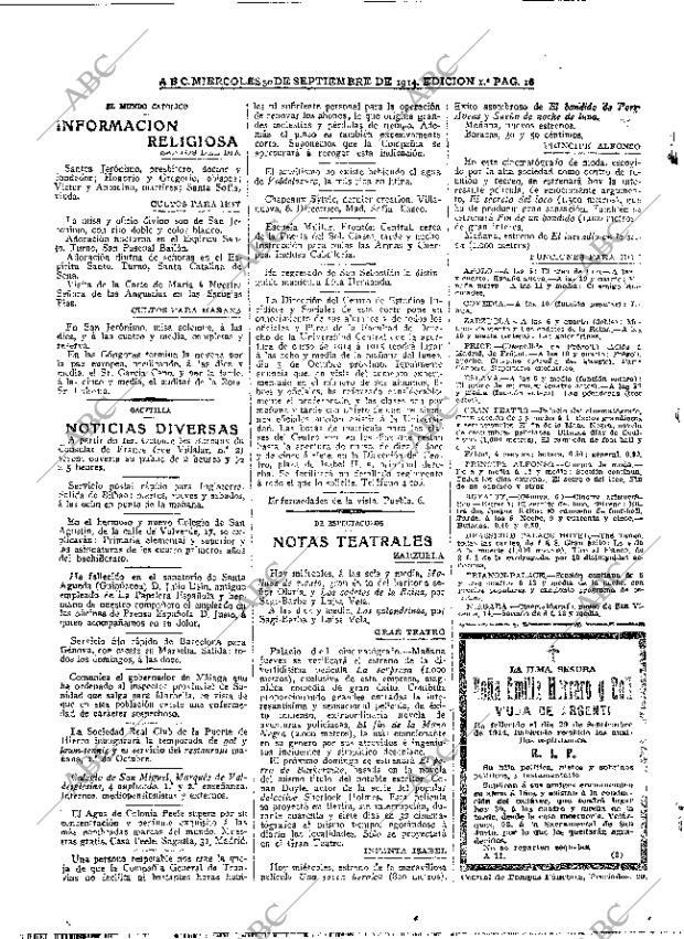 ABC MADRID 30-09-1914 página 16