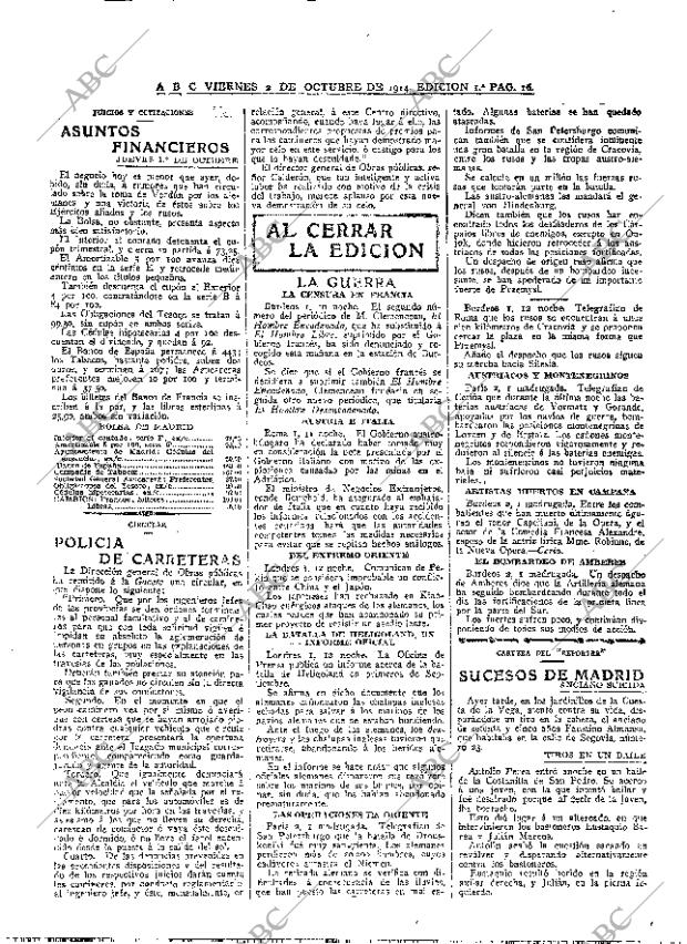 ABC MADRID 02-10-1914 página 16