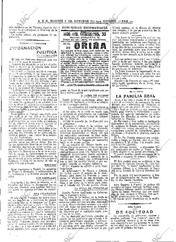 ABC MADRID 06-10-1914 página 15