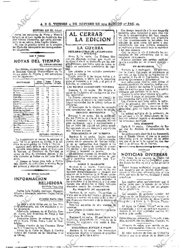 ABC MADRID 09-10-1914 página 20