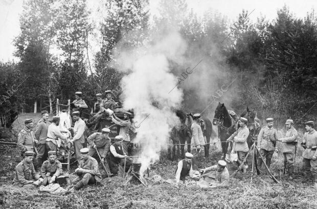 Los Preparativos del rancho en una posición ocupada por Fuerzas Alemanas