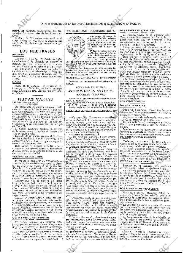 ABC MADRID 01-11-1914 página 13