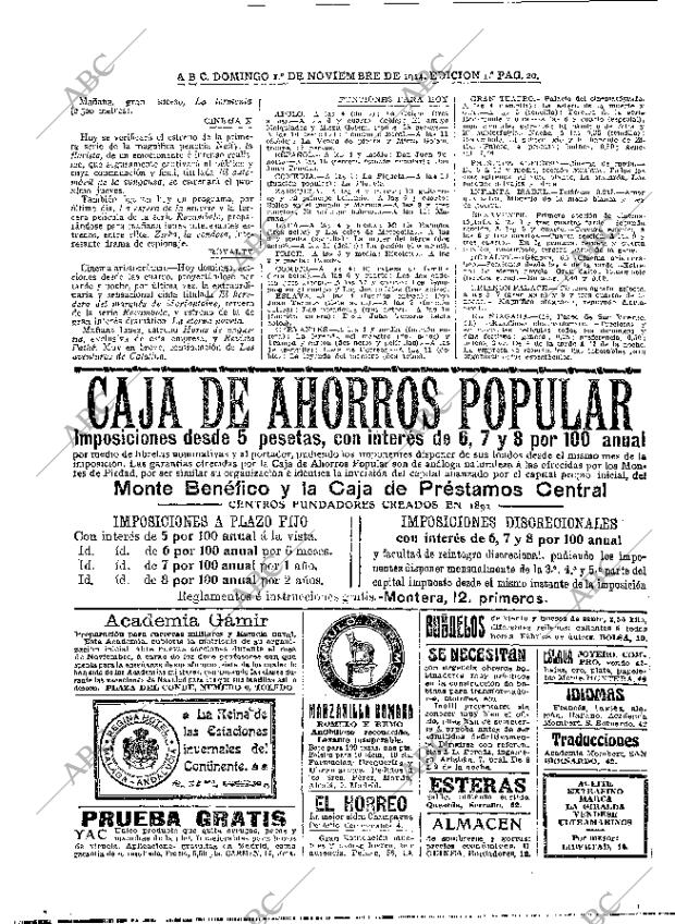 ABC MADRID 01-11-1914 página 20