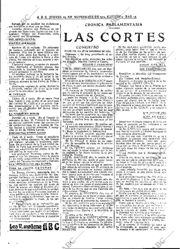 ABC MADRID 19-11-1914 página 13