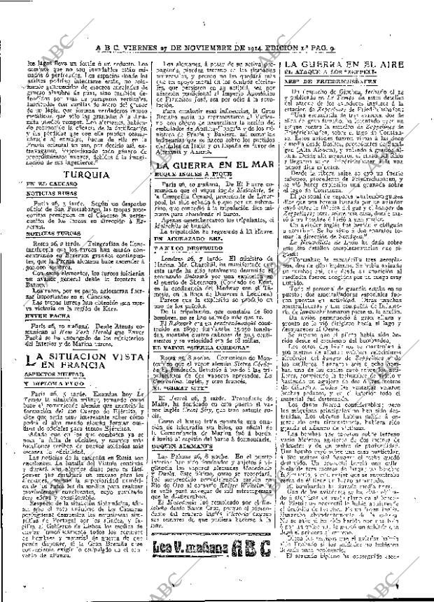 ABC MADRID 27-11-1914 página 9