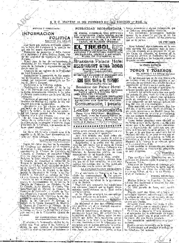 ABC MADRID 16-02-1915 página 14