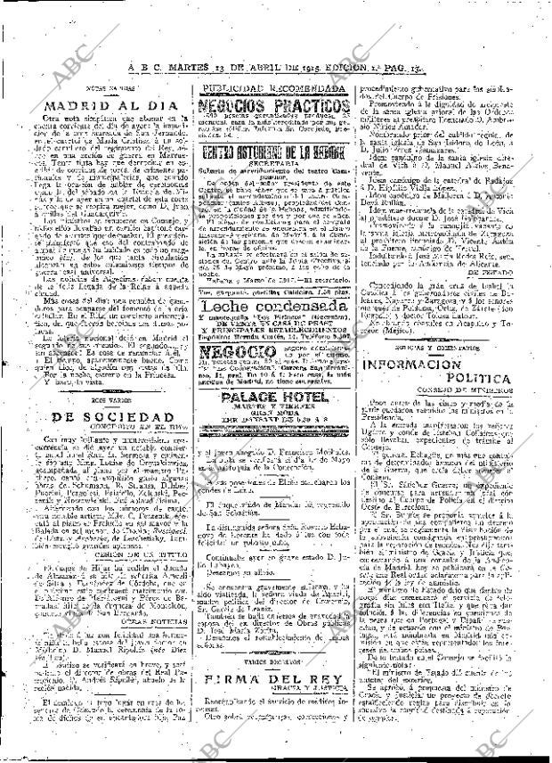 ABC MADRID 13-04-1915 página 13