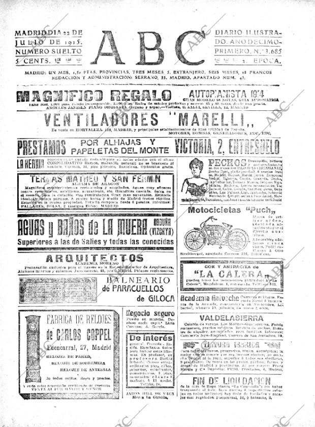 ABC MADRID 22-07-1915 página 1