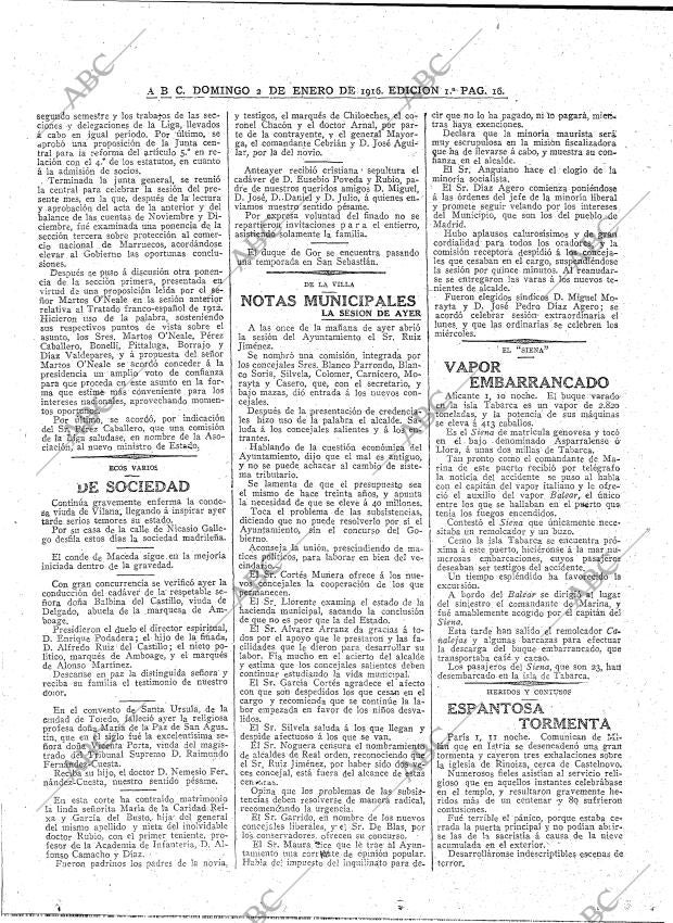 ABC MADRID 02-01-1916 página 16