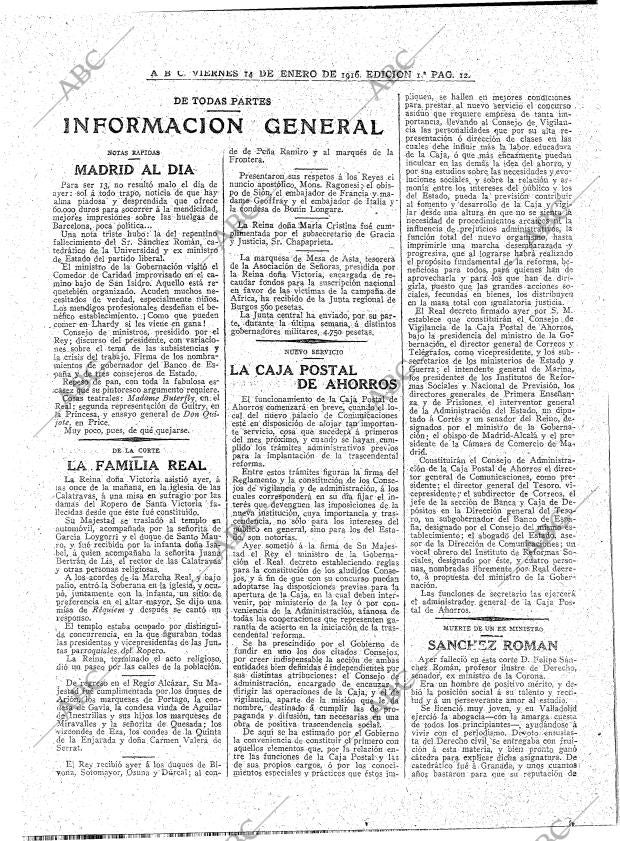 ABC MADRID 14-01-1916 página 12