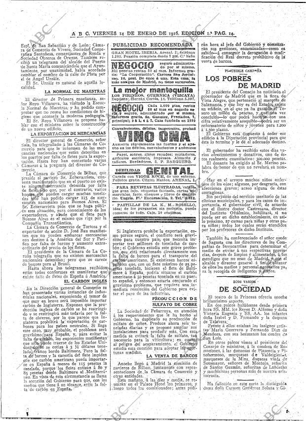 ABC MADRID 14-01-1916 página 14