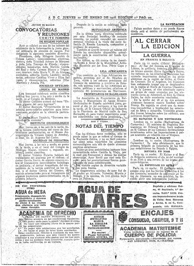 ABC MADRID 20-01-1916 página 18