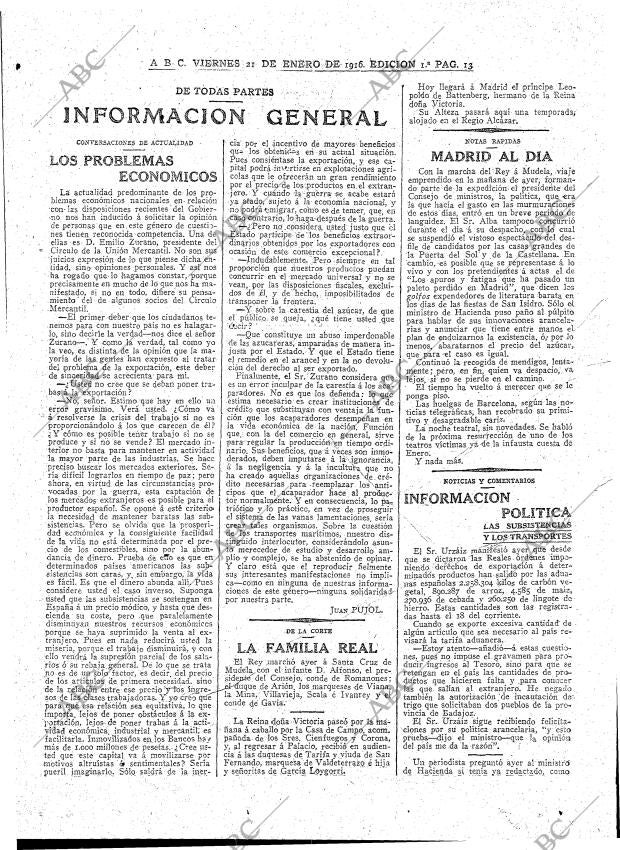 ABC MADRID 21-01-1916 página 13