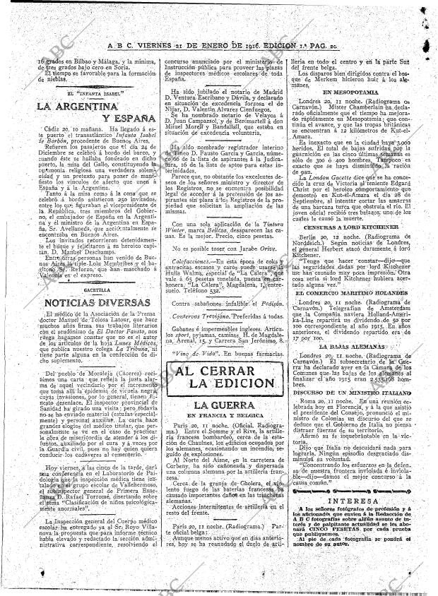 ABC MADRID 21-01-1916 página 20