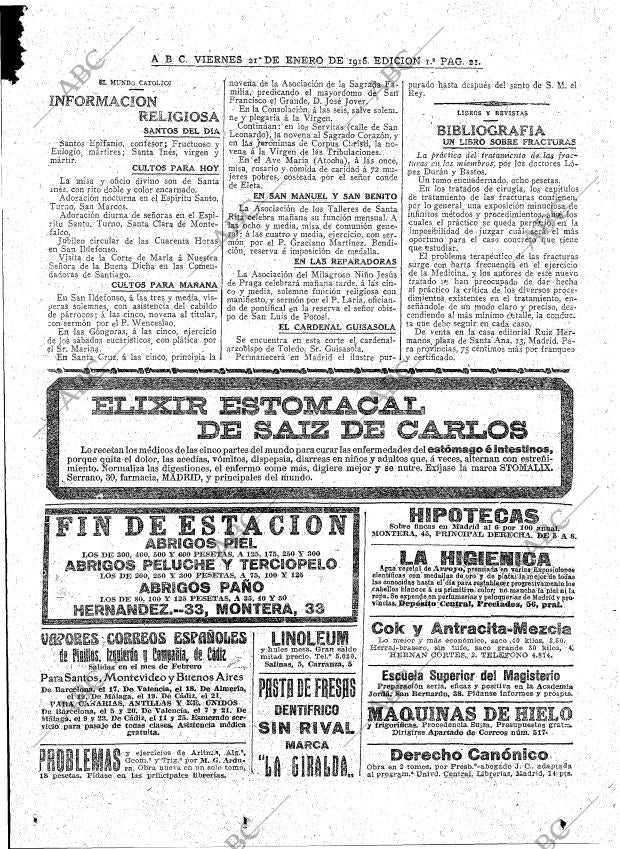 ABC MADRID 21-01-1916 página 21