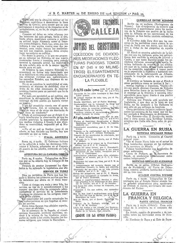 ABC MADRID 25-01-1916 página 10