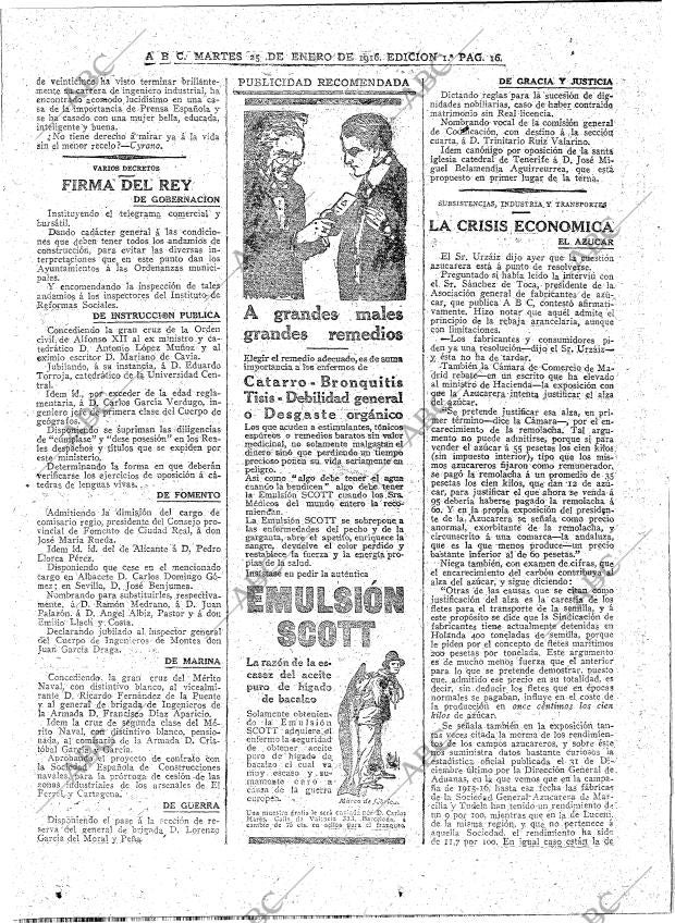 ABC MADRID 25-01-1916 página 16