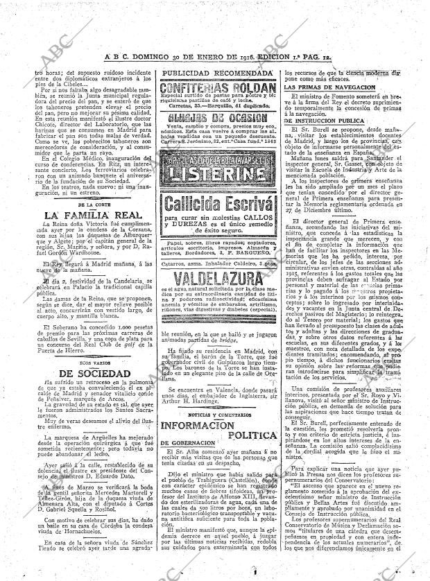 ABC MADRID 30-01-1916 página 12