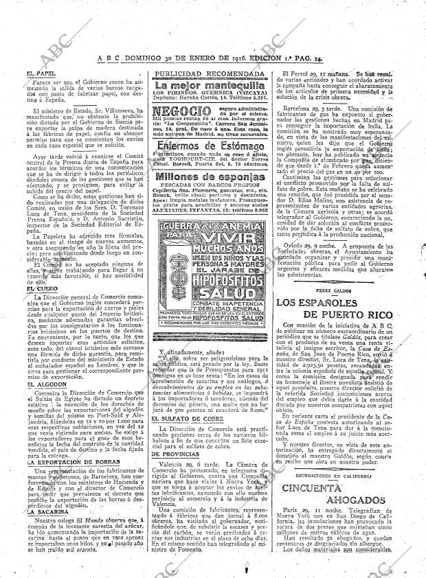 ABC MADRID 30-01-1916 página 14