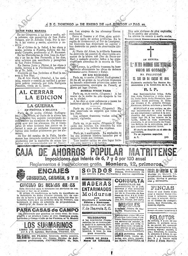 ABC MADRID 30-01-1916 página 20