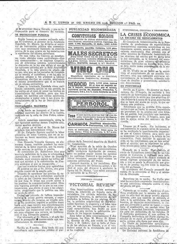 ABC MADRID 31-01-1916 página 12