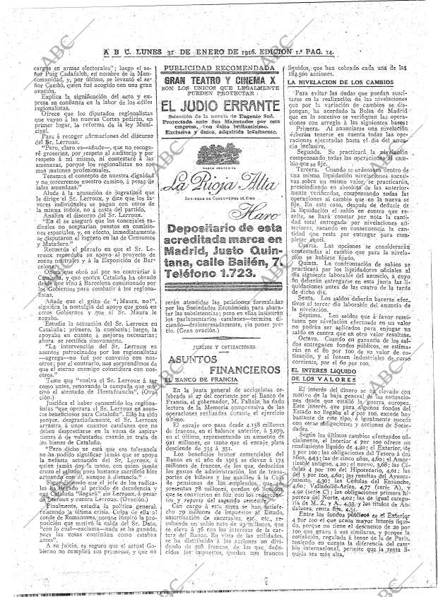 ABC MADRID 31-01-1916 página 14