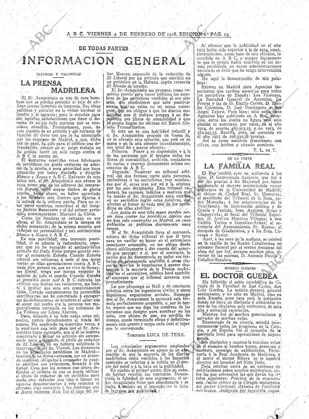 ABC MADRID 04-02-1916 página 13