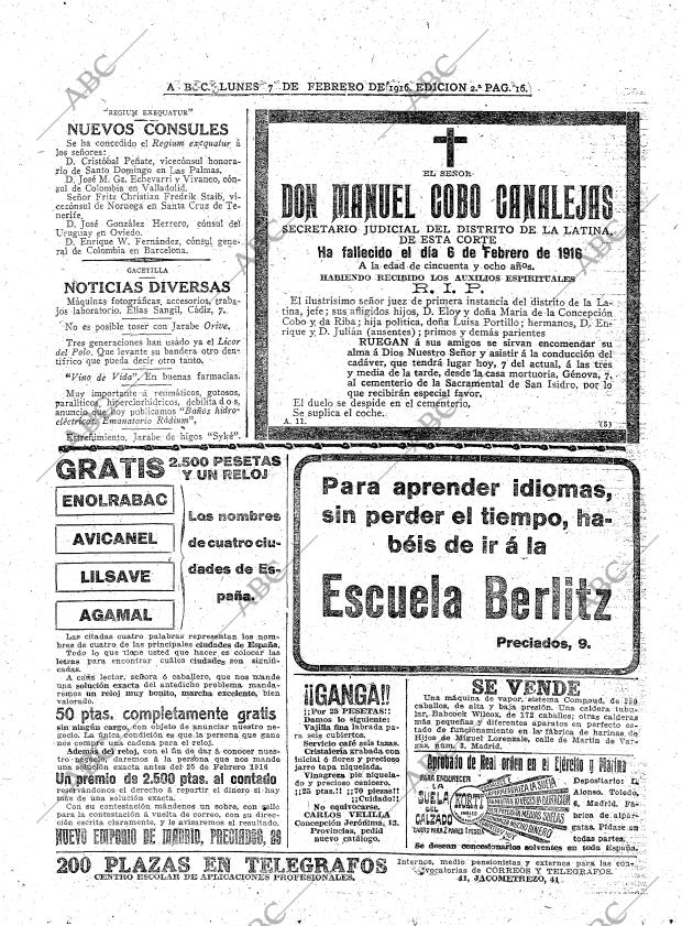 ABC MADRID 07-02-1916 página 16