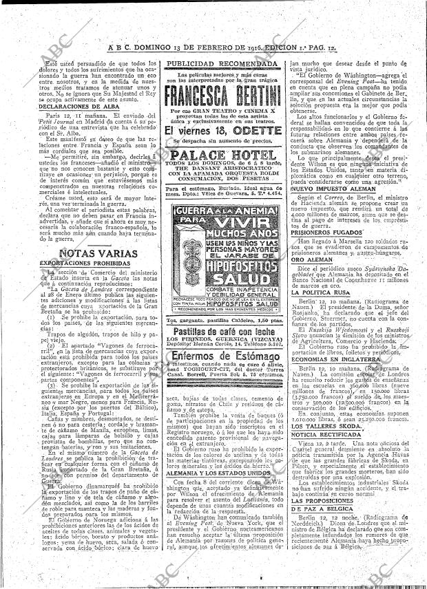 ABC MADRID 13-02-1916 página 12