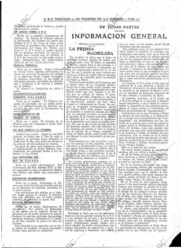 ABC MADRID 20-02-1916 página 11