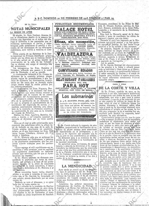 ABC MADRID 20-02-1916 página 14