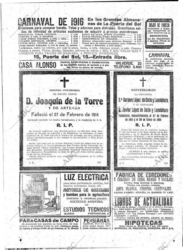 ABC MADRID 26-02-1916 página 22