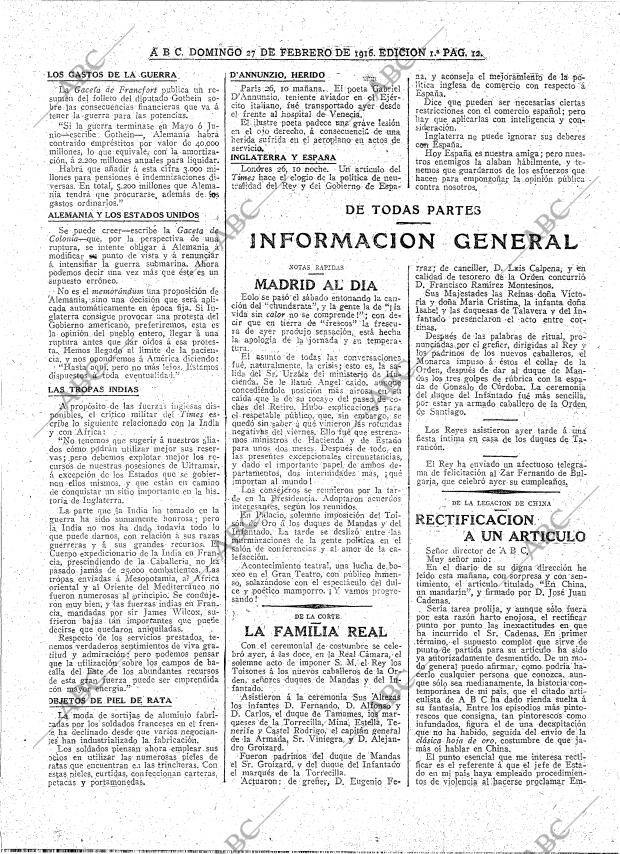 ABC MADRID 27-02-1916 página 12