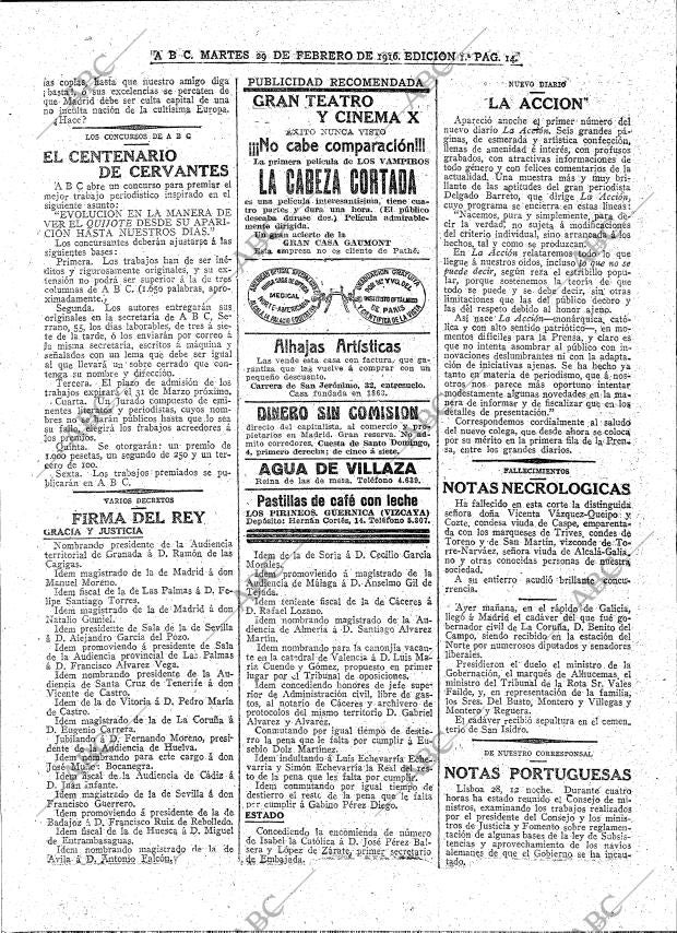 ABC MADRID 29-02-1916 página 14