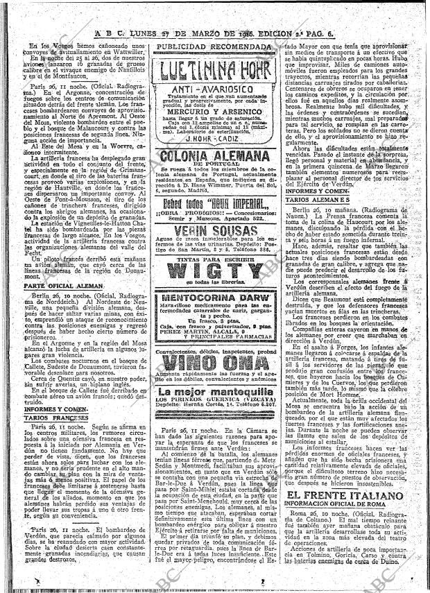 ABC MADRID 27-03-1916 página 6