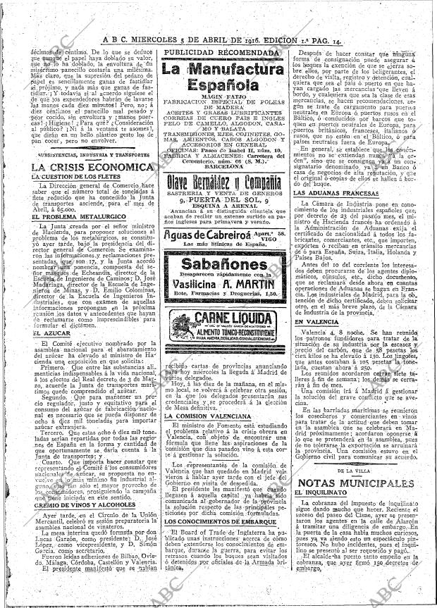 ABC MADRID 05-04-1916 página 14