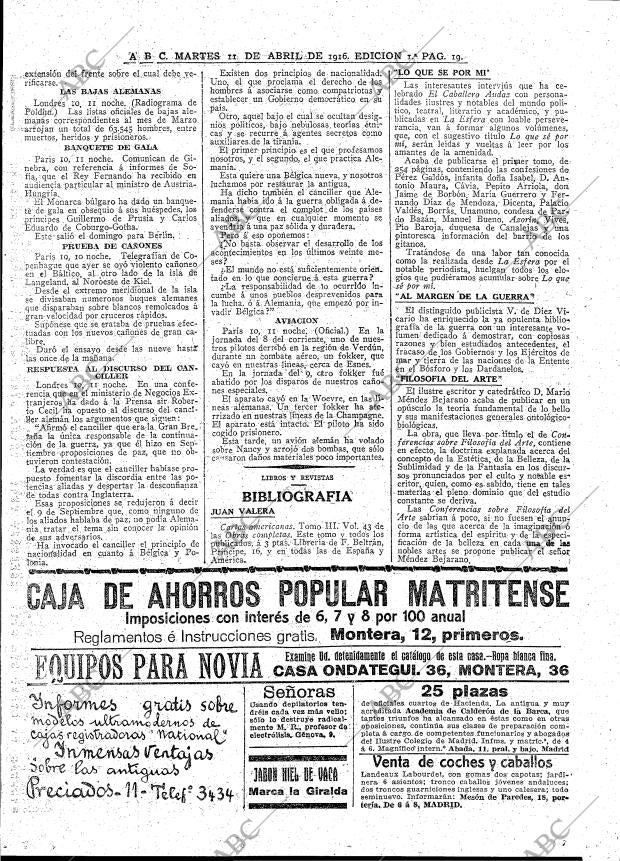 ABC MADRID 11-04-1916 página 19