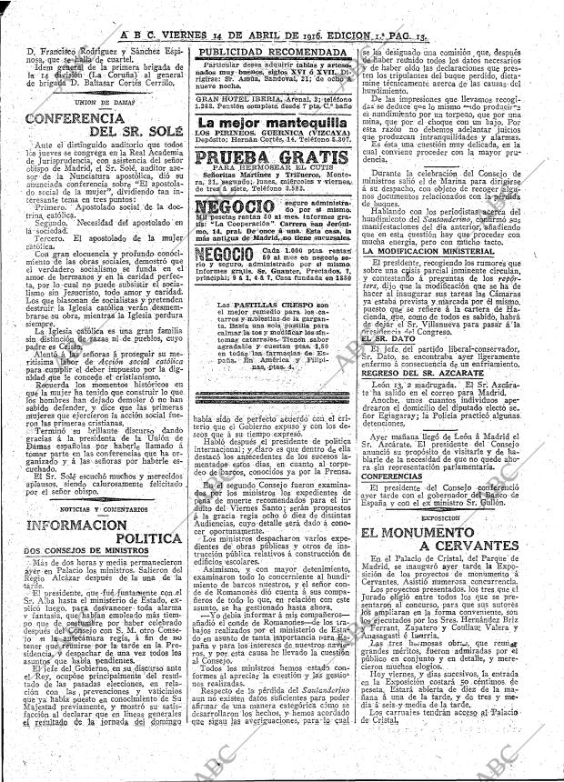 ABC MADRID 14-04-1916 página 13