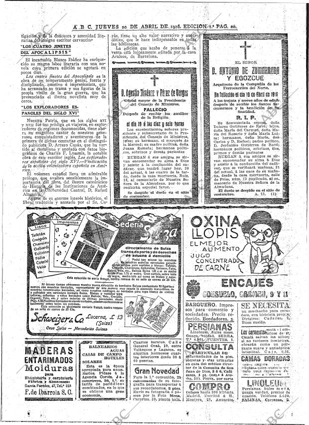 ABC MADRID 20-04-1916 página 20