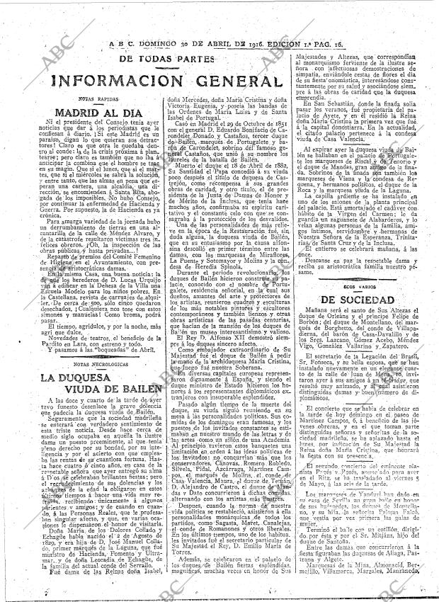 ABC MADRID 30-04-1916 página 16