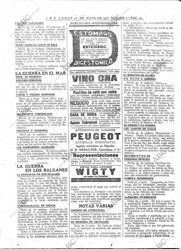 ABC MADRID 01-05-1916 página 14
