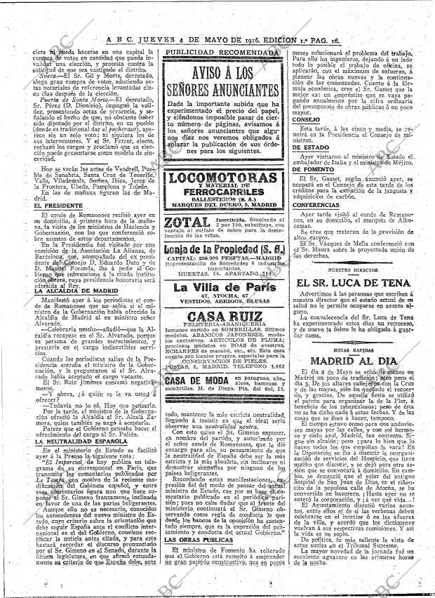 ABC MADRID 04-05-1916 página 16