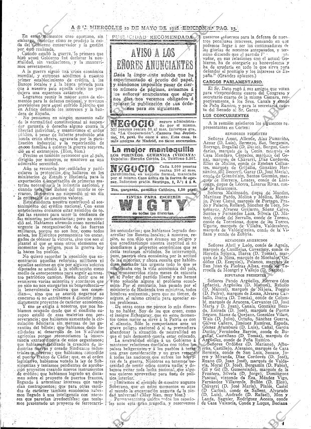 ABC MADRID 10-05-1916 página 13