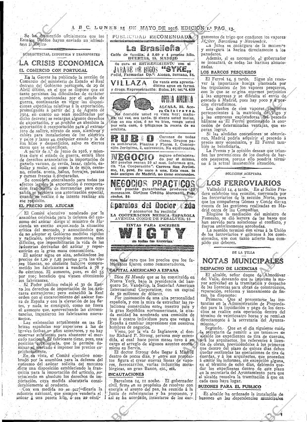 ABC MADRID 15-05-1916 página 13