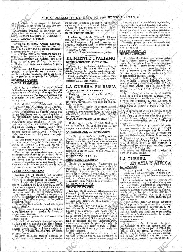 ABC MADRID 16-05-1916 página 8